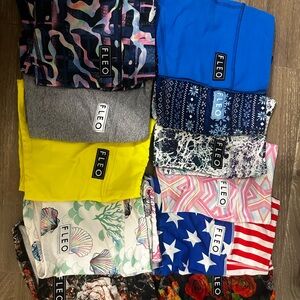 Fleo Mixed-Print & Solid Workout Leggings - Blue, Yellow, Gray, White, Pink, Red